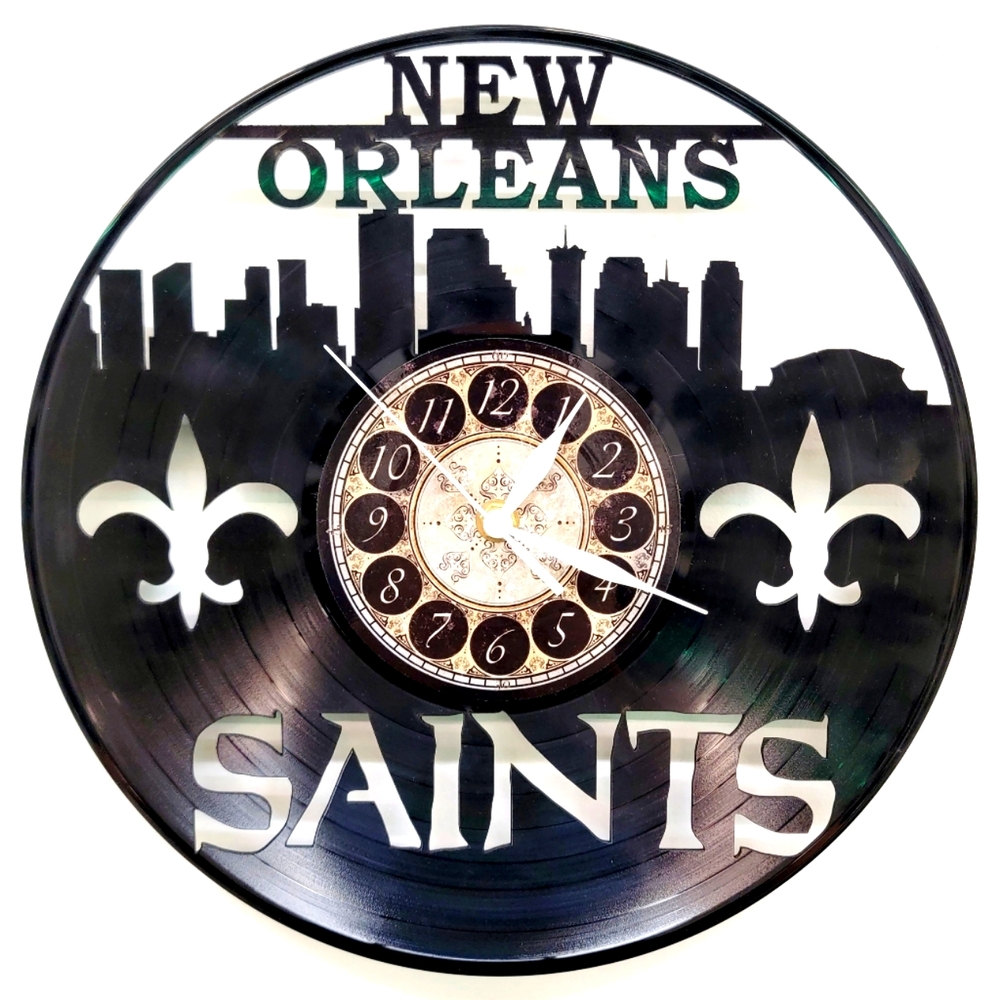 NEW ORLEANS SAINTS vinyl record clock